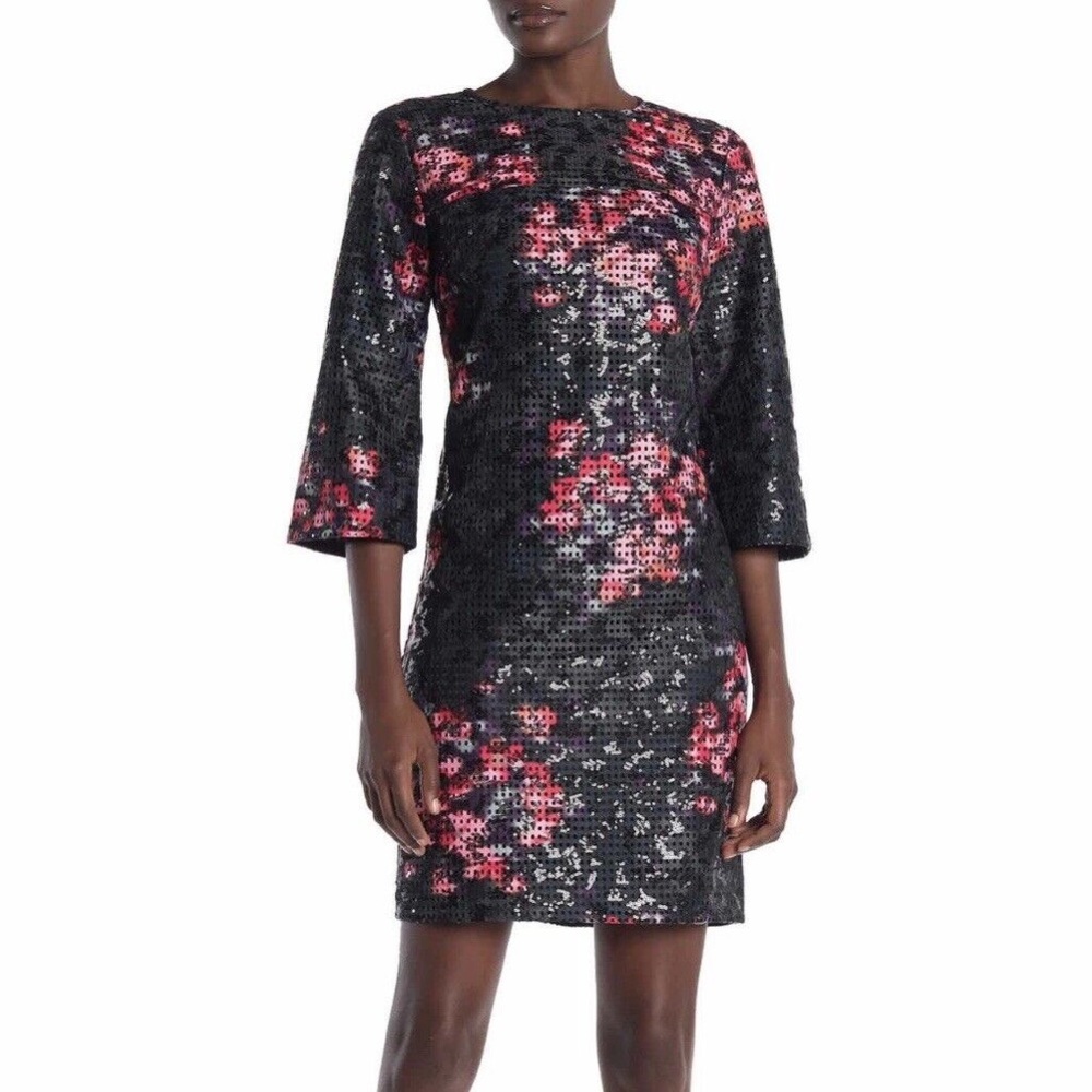 NWOT Trina Turk Women's Grenadine 3/4 Sleeve Embellished Dress